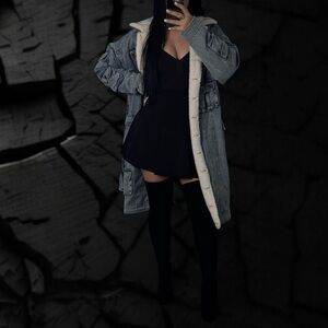 Fashion Nova Blue Denim Jacket with Cream Lining